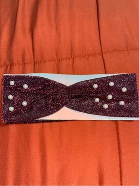 🥳Sale🥳 Pink Metallic Black Base Pearl Twist Headband Turban For Women